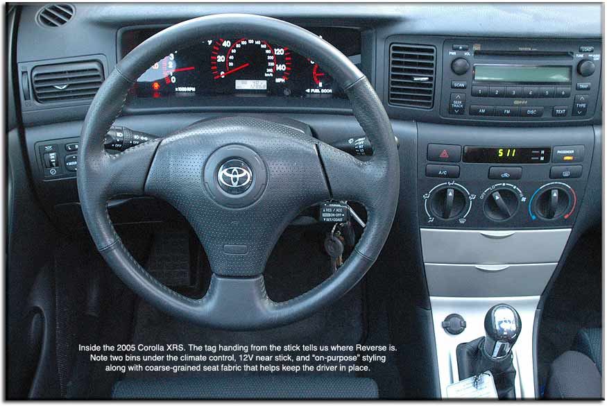 inside the toyota corolla xrs acceleration