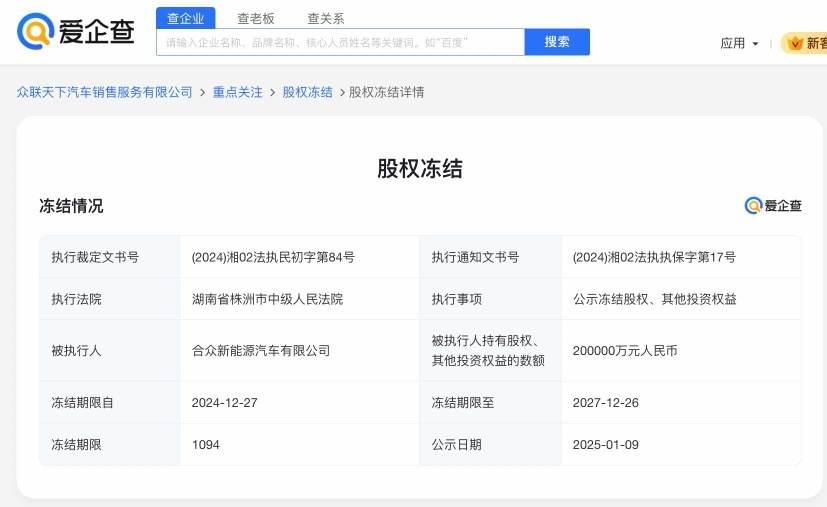 哪吒汽车关联公司20亿股权被冻结：对新能源汽车行业及区块链技术的影响