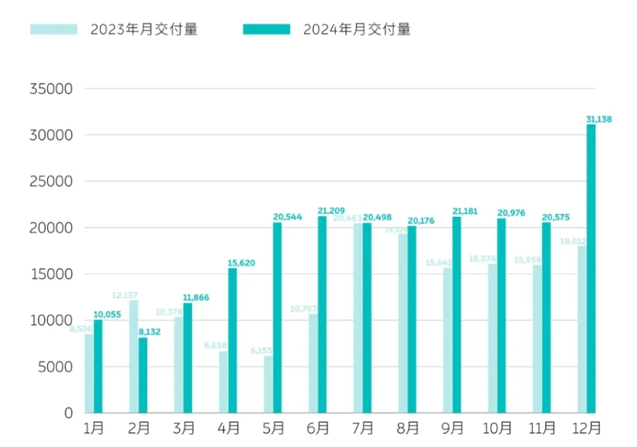 2024年中国新能源汽车市场销量盘点：比亚迪领跑，多家车企创单月交付新高